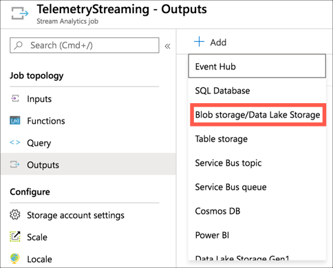 Add stream analytics outputs