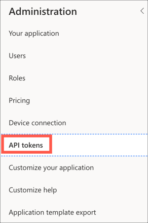 The API Tokens menu