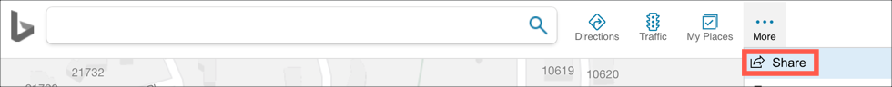 The bing maps share button