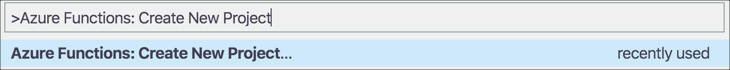The create azure functions project option