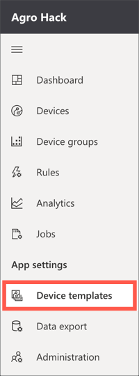 The device templates menu item