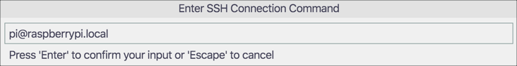 The SSH connection command