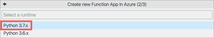 Selecting the python 3.7 runtime